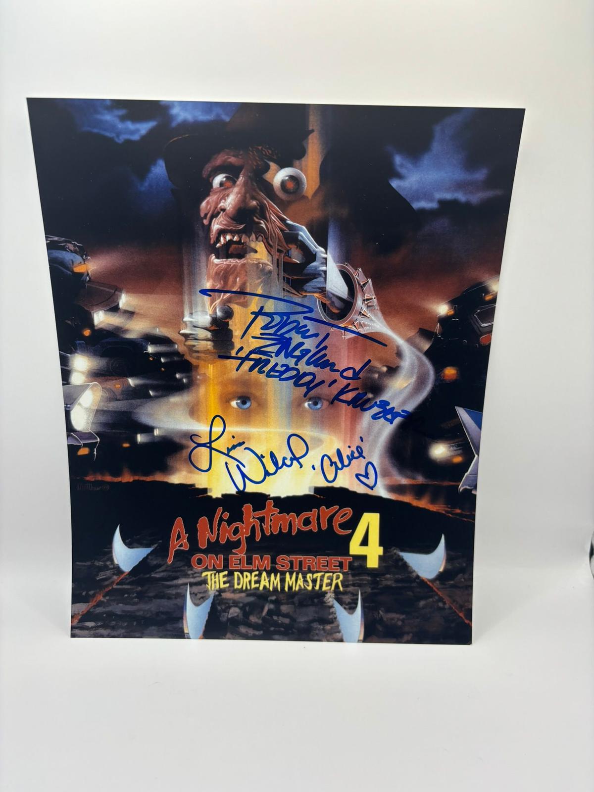 ROBERT ENGLUND AND LISA WILCOX SIGNED NIGHTMARE ON ELF STREET 4 CAST PHOTO