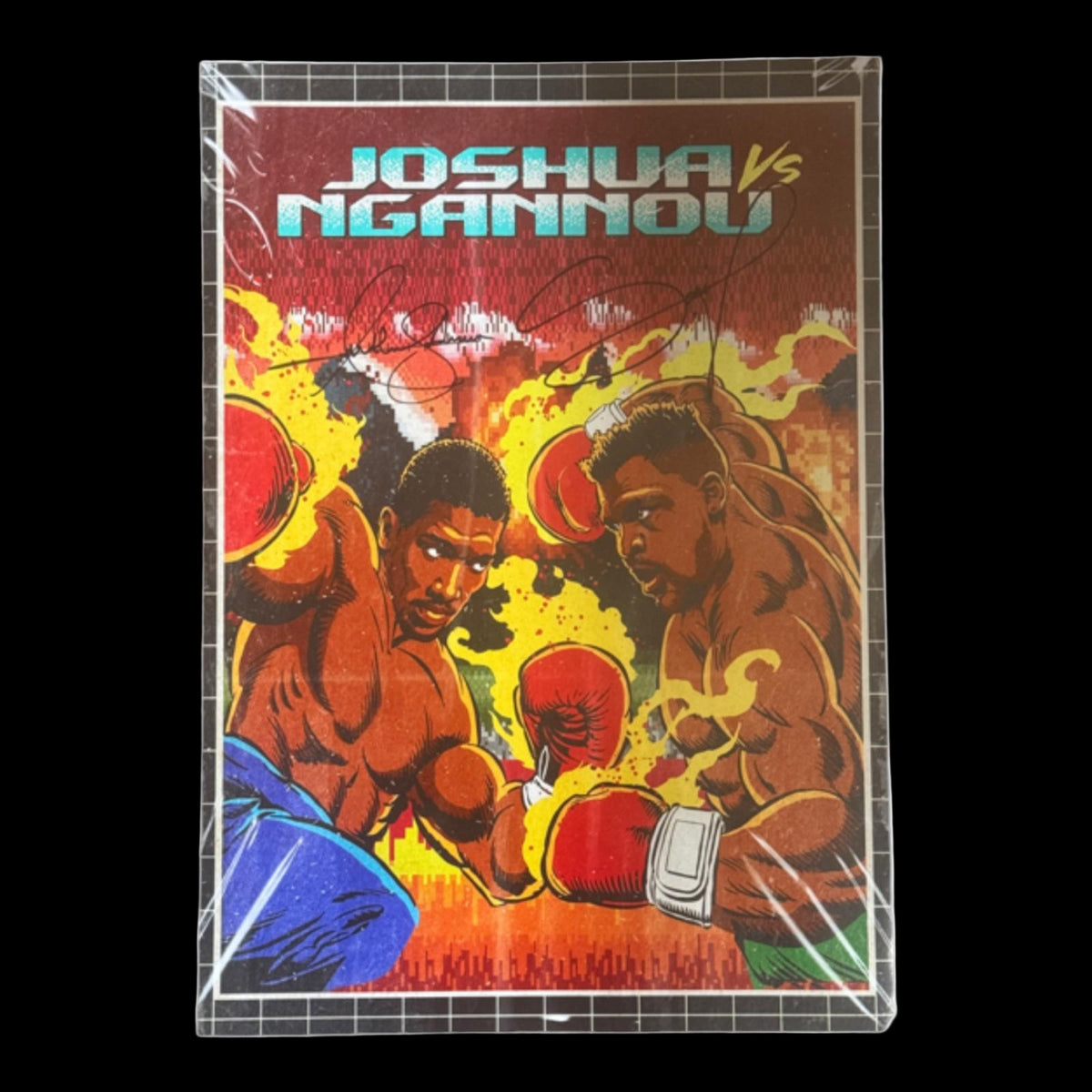 ANTHONY JOSHUA VS FRANCIS NGANNOU JOINT SIGNED BOXING POSTER