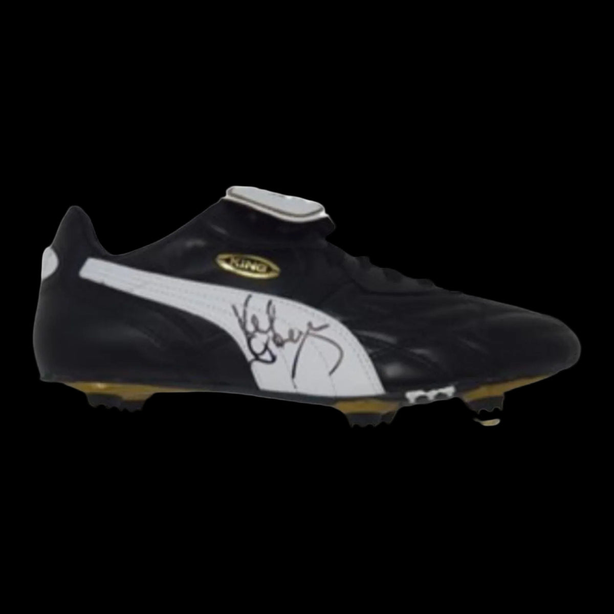 A professional-grade football boot hand-signed by Sir Kenny Dalglish in bold permanent ink on the side, displayed with an official Limelight Memorabilia COA.