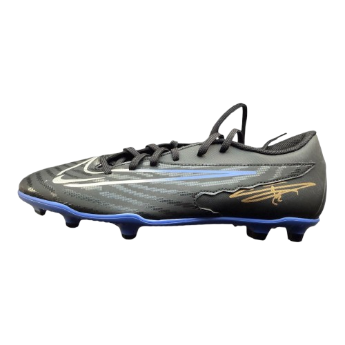 A professional-grade football boot hand-signed by William Saliba in bold permanent ink on the side, displayed with an official Limelight Memorabilia COA.