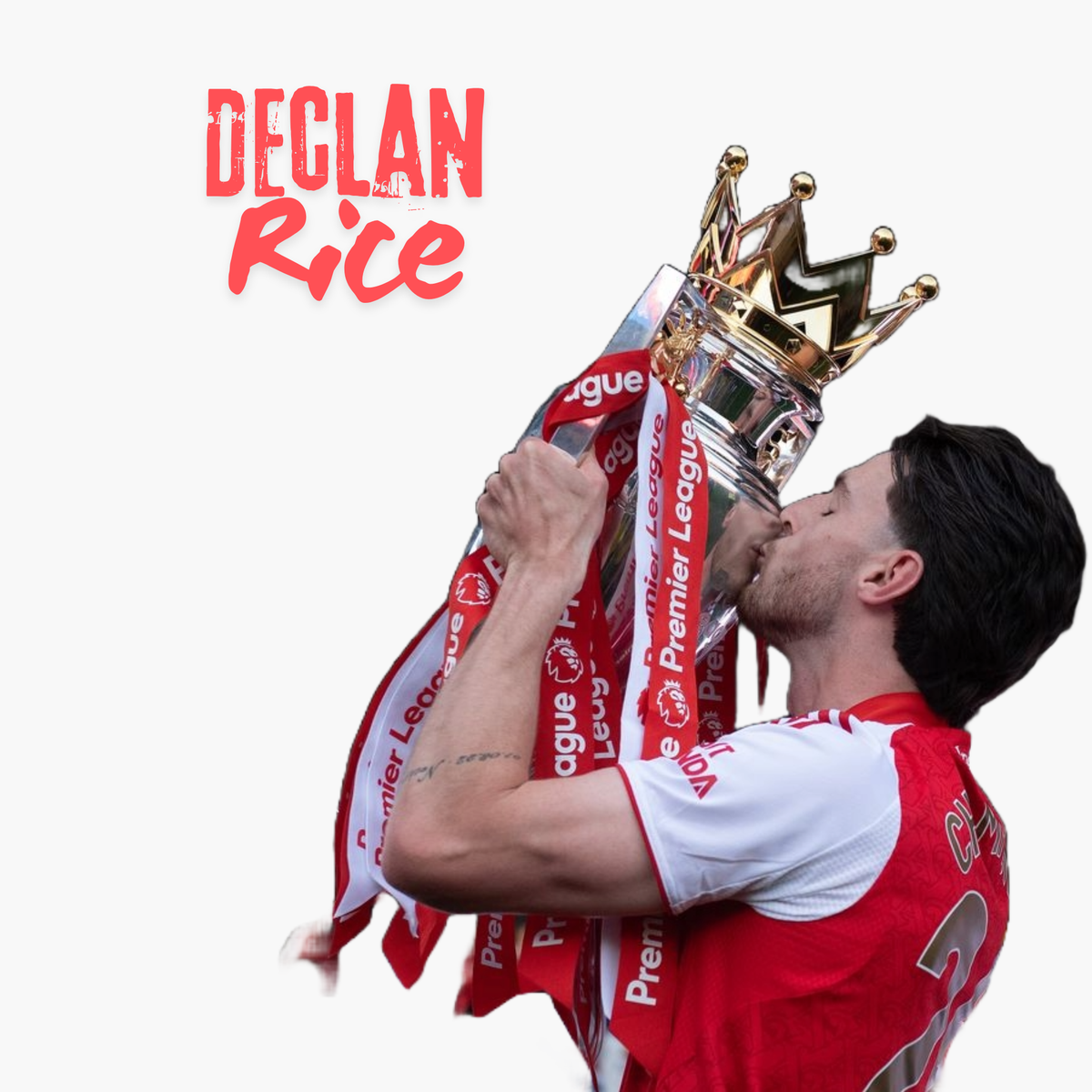 A collection banner showcasing authentic Declan Rice hand-signed football shirts and autographed memorabilia.