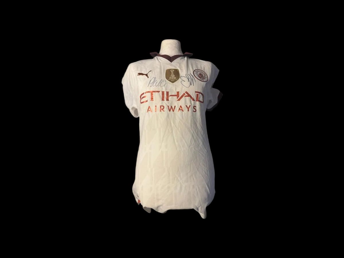 Erling Haaland AND PHIL FODEN SIGNED MANCHESTER CITY 23/24 away kit