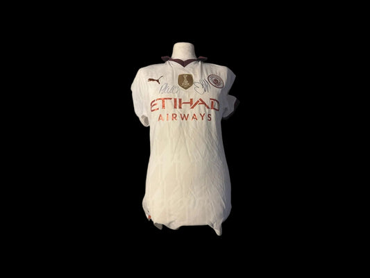 Erling Haaland AND PHIL FODEN SIGNED MANCHESTER CITY 23/24 away kit