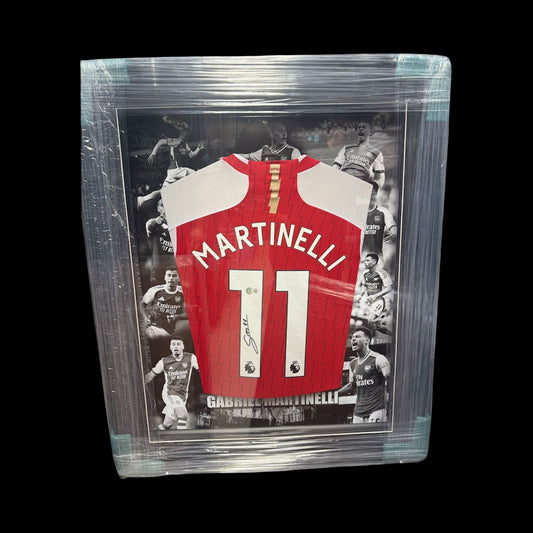 Gabriel Martinelli Signed 23/24 Arsenal Home Shirt- Framed With Artwork And LED Display