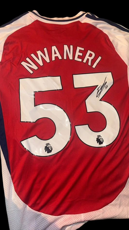Ethan Nwaneri Signed 24/25 Arsenal Home Shirt LIMELIGHT MEMORABILIA