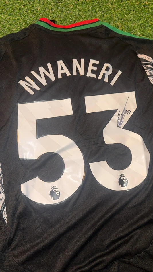 Ethan Nwaneri Signed Arsenal 24/25 Away shirt LIMELIGHT MEMORABILIA