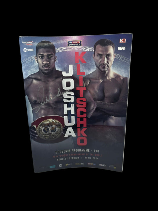ANTHONY JOSHUA VS VLADMIR KLITSCHKO SIGNED BOXING PROGRAM BY JOSHUA LIMELIGHT MEMORABILIA