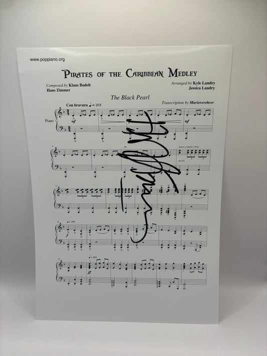HANS ZIMMER SIGNED PIRATES OF THE CARRIBEAN MUSIC NOTES SHEET