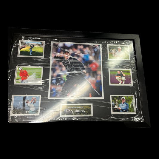 RORY MCILROY SIGNED MONTAGE FRAME LIMELIGHT MEMORABILIA