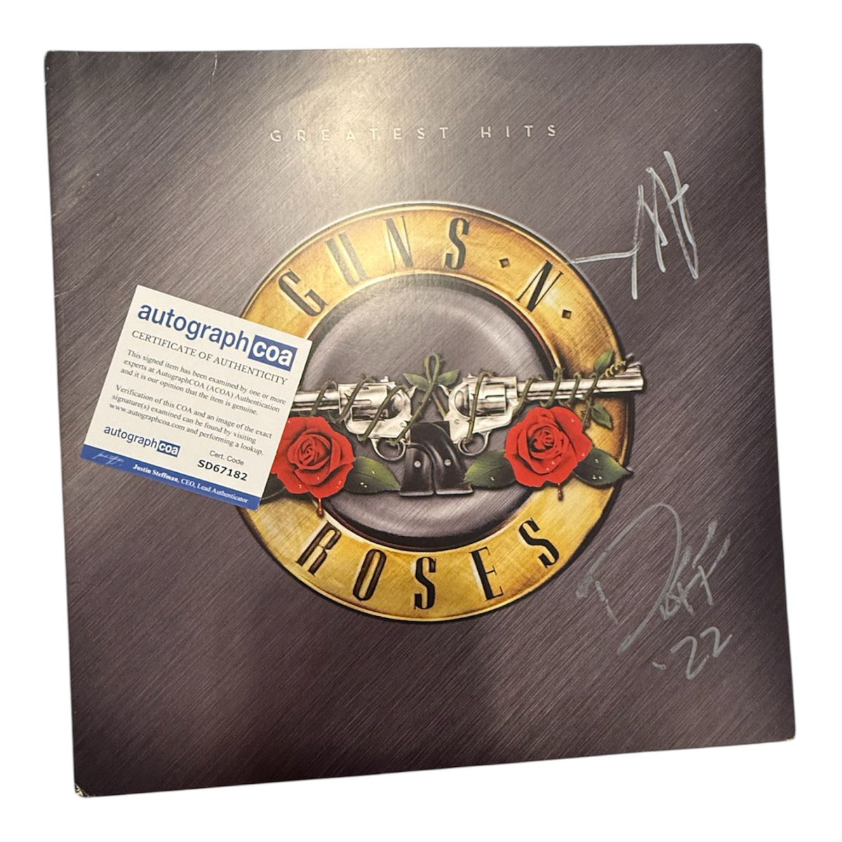 GUNS N ROSES VINYLS SIGNED BY DUFF AND AXL ROSE