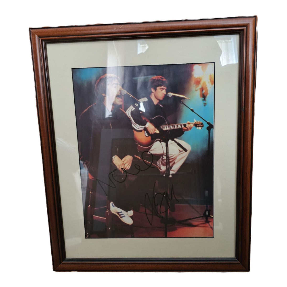 NOEL AND LIAM GALLAGHER SIGNED PHOTO FRAMED