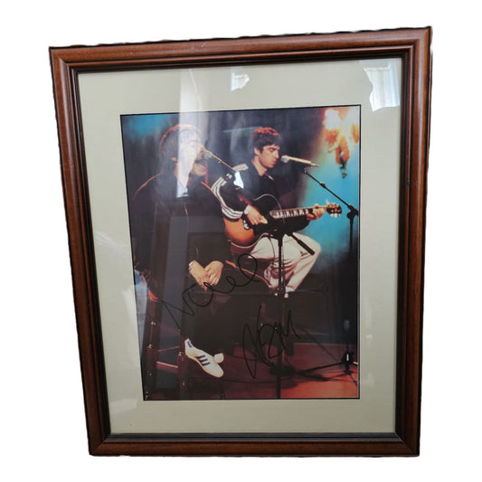 NOEL AND LIAM GALLAGHER SIGNED PHOTO FRAMED
