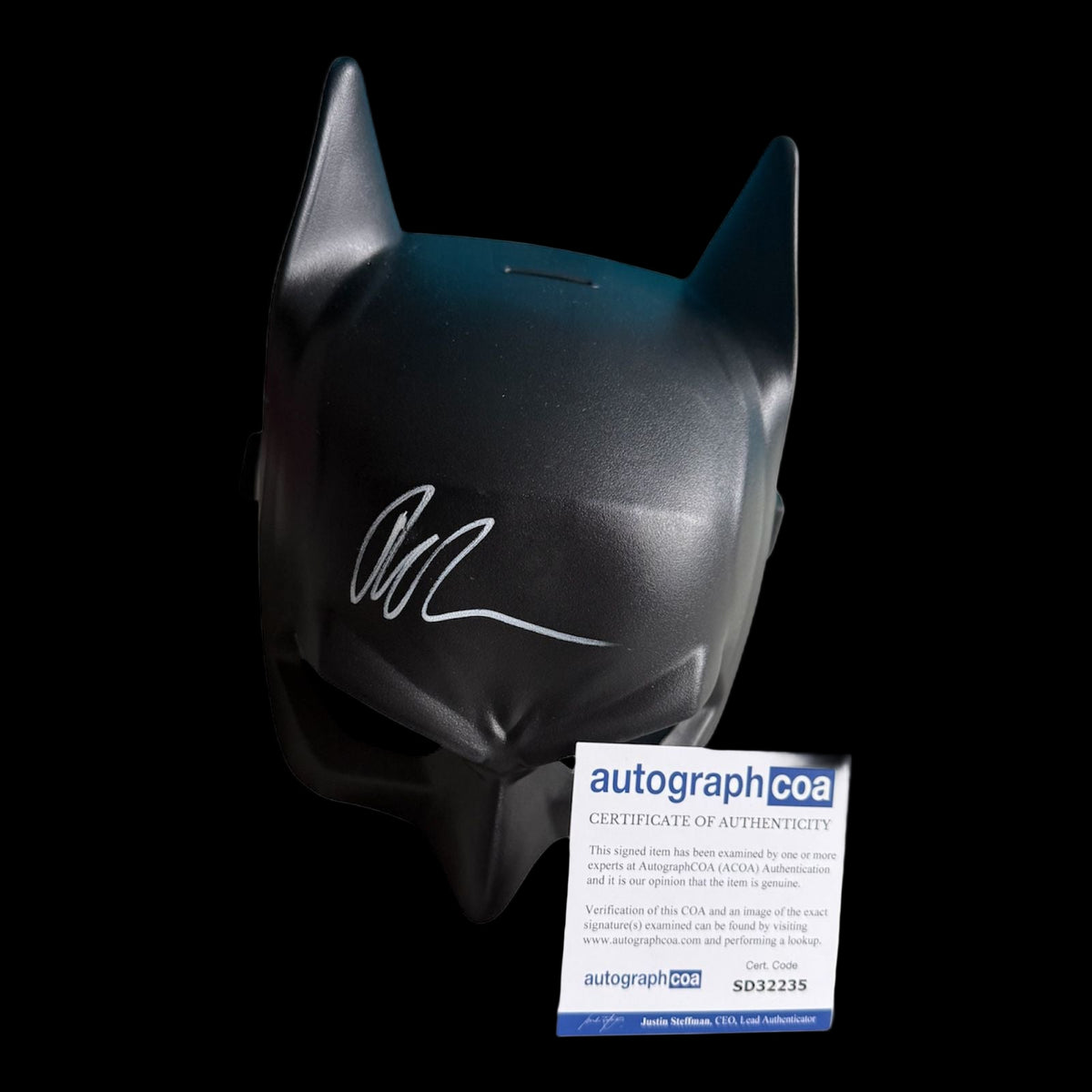 BATMAN MASK SIGNED BY ROBERT PATTINSON