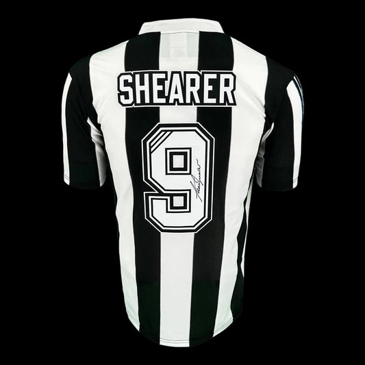 ALAN SHEARER SIGNED RETRO NEWCASTLE SHIRT