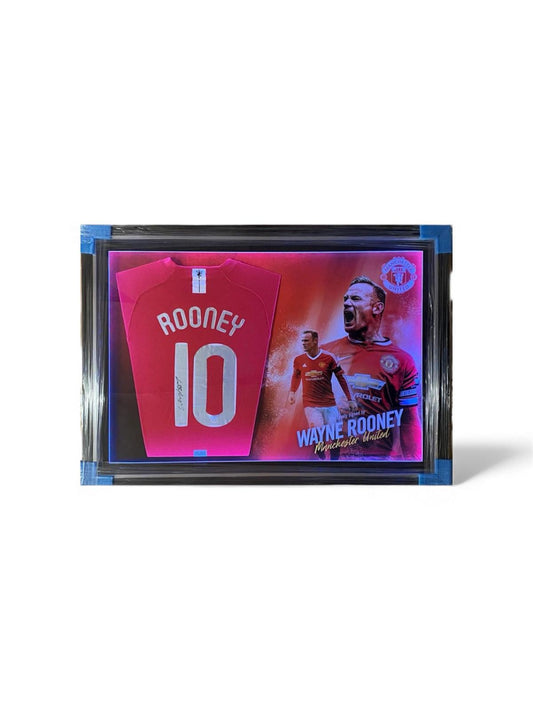 WAYNE ROONEY SIGNED AND FRAMED MANCHESTER UNITED HOME SHIRT