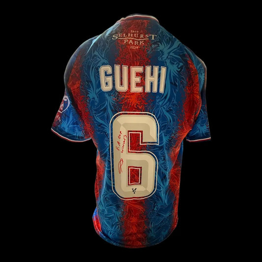 GUEHI SIGNED CRYSTAL PALACE FA CUP  WINNING HOME SHIRT WITH WRITING ZL FOOTY