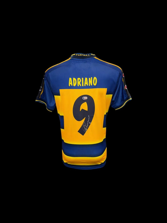 Classic Parma home shirt from the 2002/03 season hand-signed by Adriano in bold permanent ink.