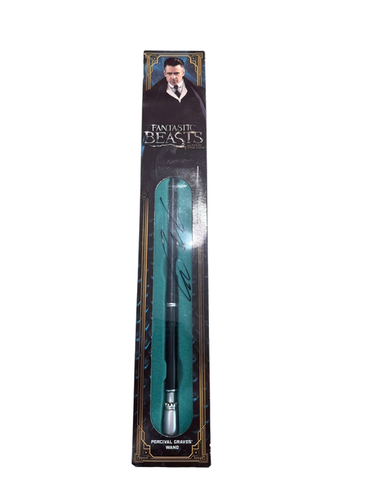 Colin Farrell signed Percival Graves wand replica from Fantastic Beasts inside its autographed display casing.