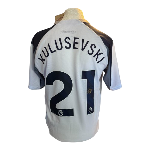 Authentic hand-signed Dejan Kulusevski Tottenham Hotspur 25/26 home shirt with bold autograph.