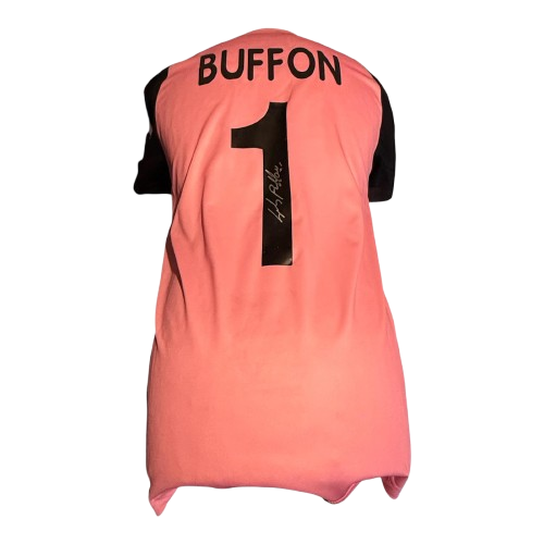 Authentic hand-signed Gianluigi Buffon Juventus 2002/03 goalkeeper shirt with bold signature.