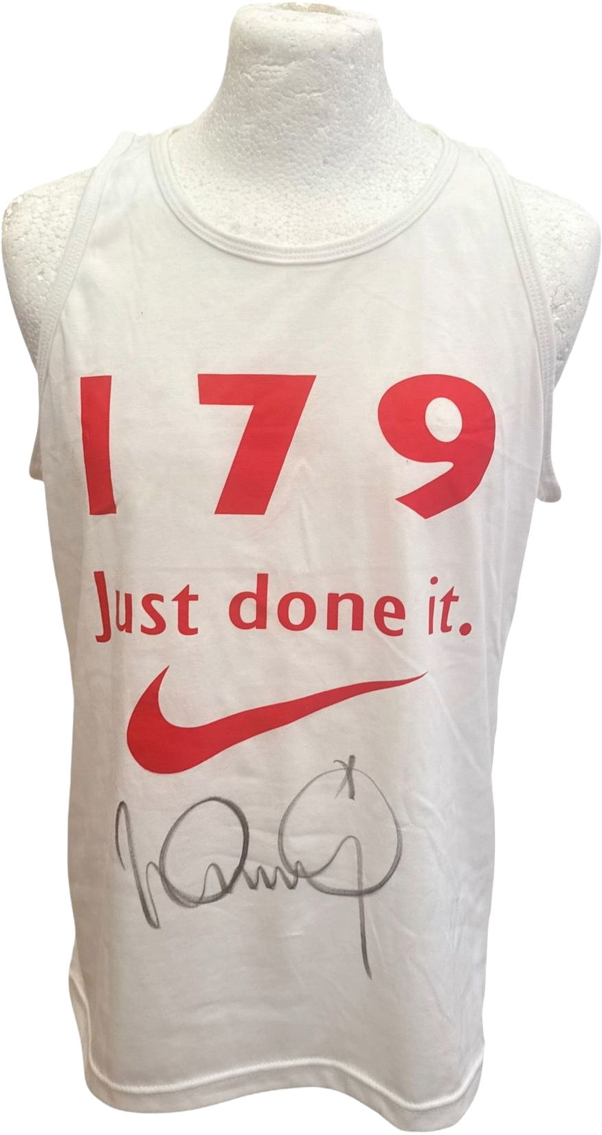 Ian Wright hand-signed 179 Just Done It replica celebration vest.