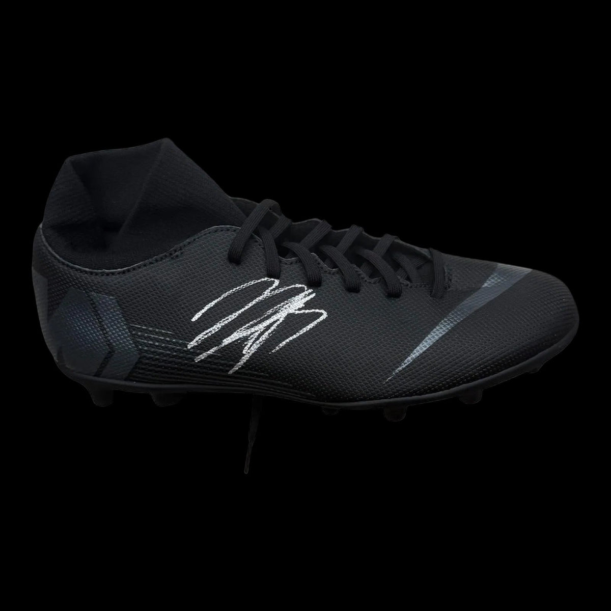 A professional-grade football boot hand-signed by Jadon Sancho in bold permanent ink on the side, displayed with an official Limelight Memorabilia COA.