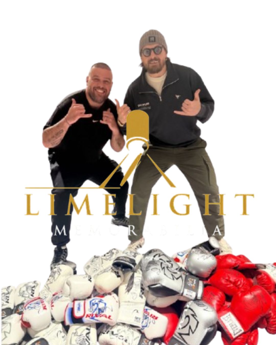 Undisputed heavyweight champion Oleksandr Usyk posing with the Limelight Memorabilia team during an official signing session.