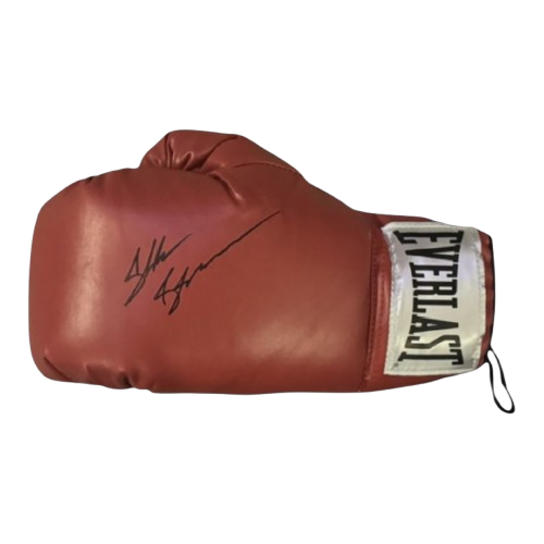 Authentic red Everlast boxing glove hand-signed by multi-weight world champion Shakur Stevenson with Certificate of Authenticity.