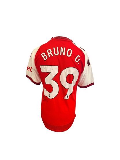 Back view of the signed Bruno Guimarães Arsenal home shirt 2026/27 showing player name and squad number