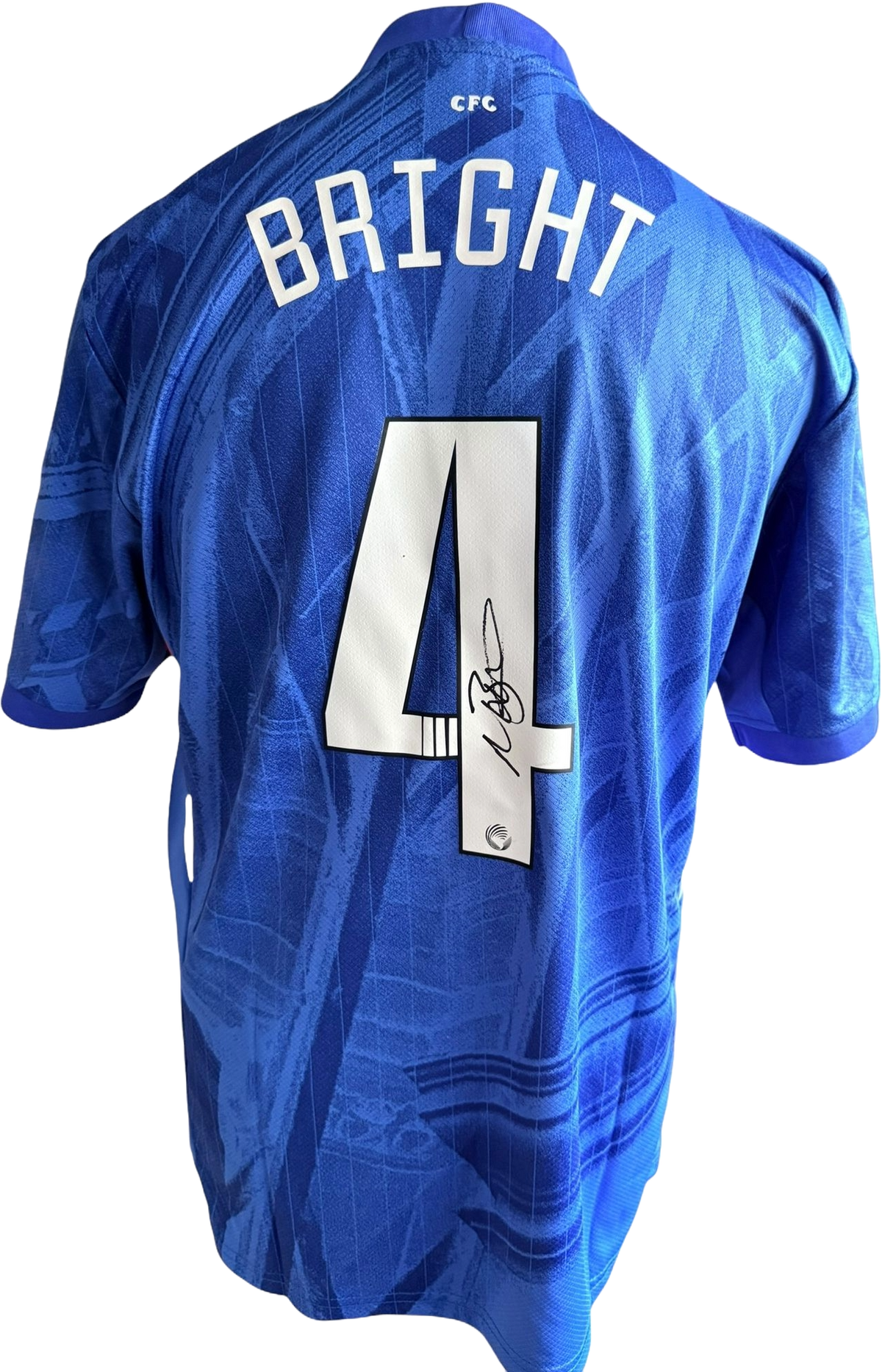 Authentic hand-signed Millie Bright Chelsea home jersey featuring her name and number printed in the official WSL font on the back.
