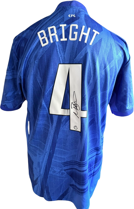 Authentic hand-signed Millie Bright Chelsea home jersey featuring her name and number printed in the official WSL font on the back.