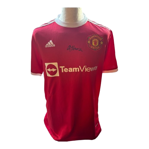 Sir Alex Ferguson hand-signed Manchester United home shirt with Certificate of Authenticity.