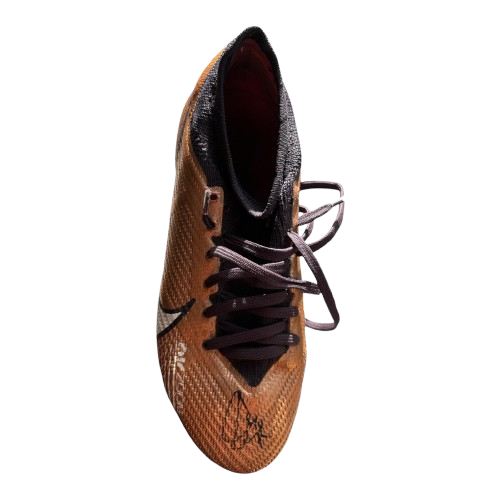 Authentic hand-signed Vinicius Junior football boot with bold autograph.